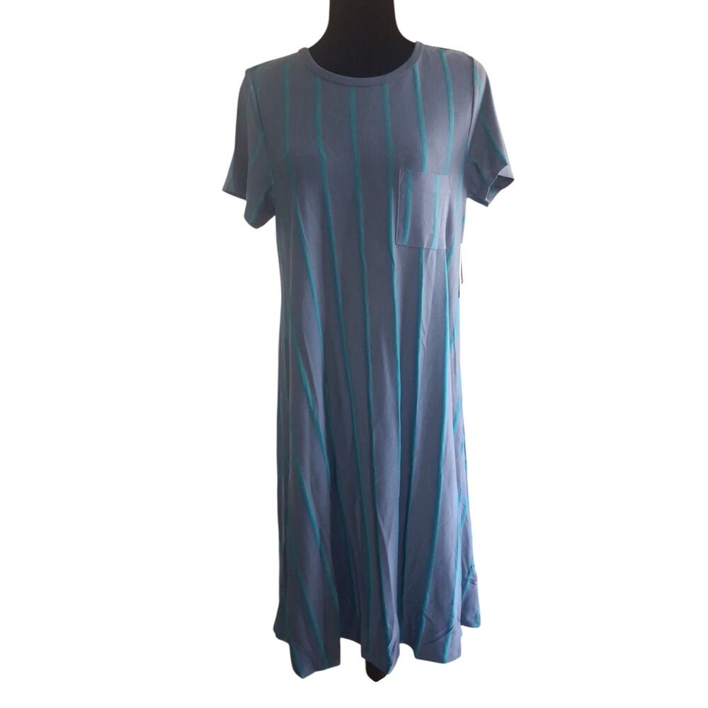 LuLaRoe CARLY High-Low Hemline Dress Patch Pocket Relaxed Soft Womens Size M